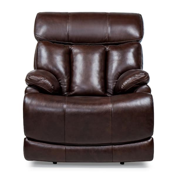 Unbranded 38.5'' W Zero Gravity Genuine leather Chocolate Brown Power Recliner with Power Headrest