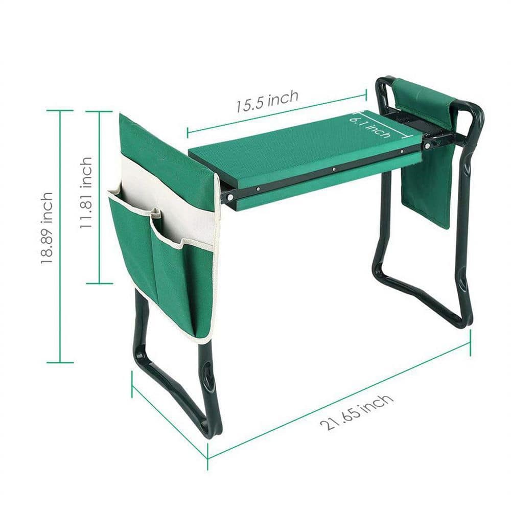 Green Foldable Garden Kneeler and Seat with Tool Pouch