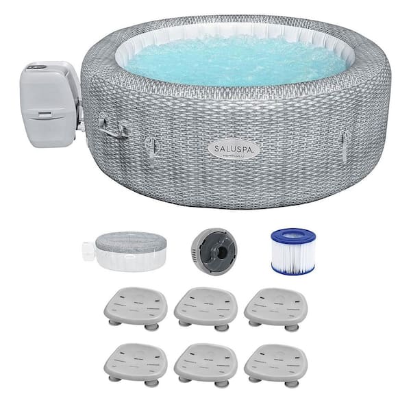 Bestway Honolulu 6-Person AirJet Inflatable Hot Tub with 6 Non Slip Pool and Spa Seat