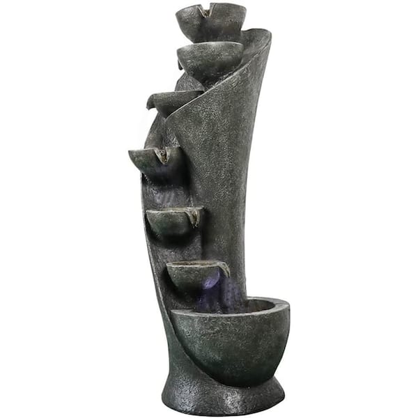 TIRAMISUBEST 39 in. H Outdoor Garden 7-Tier Water Fountain with LED Light