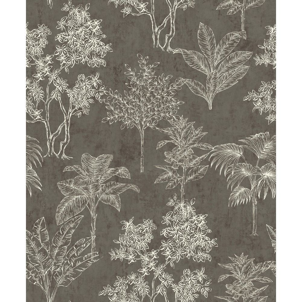 Zen Collection Dark Grey Floating Foliage Metallic Sheen Finish Non-Pasted 