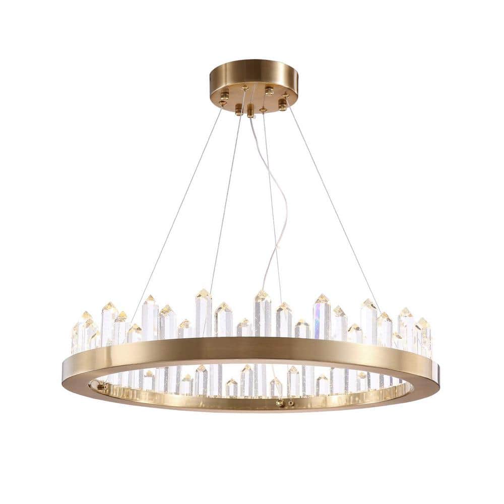 Gold Modern Chandelier 24 in. Integrated LED Halo Pendant Lighting for