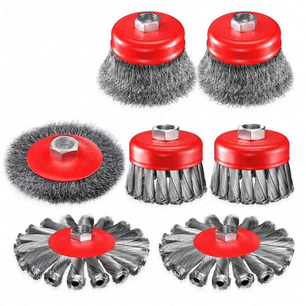 7 pcs wire wheel brush set for 4-1/2 inch angle grinder, carbon steel knotted crimped cup wheel, rust removal price history on PriceWatchPro