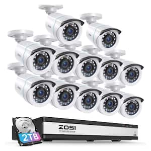 H 265+ 16-Channel 2MP 2TB DVR Security Camera System with 12 1080p Wired Bullet Cameras 80 ft. Night Vision Motion Alert