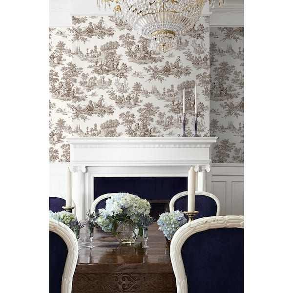 Sable Brown Chateau Toile Vinyl Peel and Stick Wallpaper Rolll (Covers 30.75 sq. ft.)