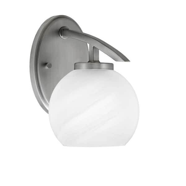 Unbranded Siena 1-Light Graphite Downlight Wall Sconce with White Marble Glass Shade