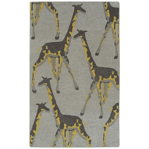 Forever Fauna Charcoal 2 ft. x 3 ft. Animal Print Throw Area Rug