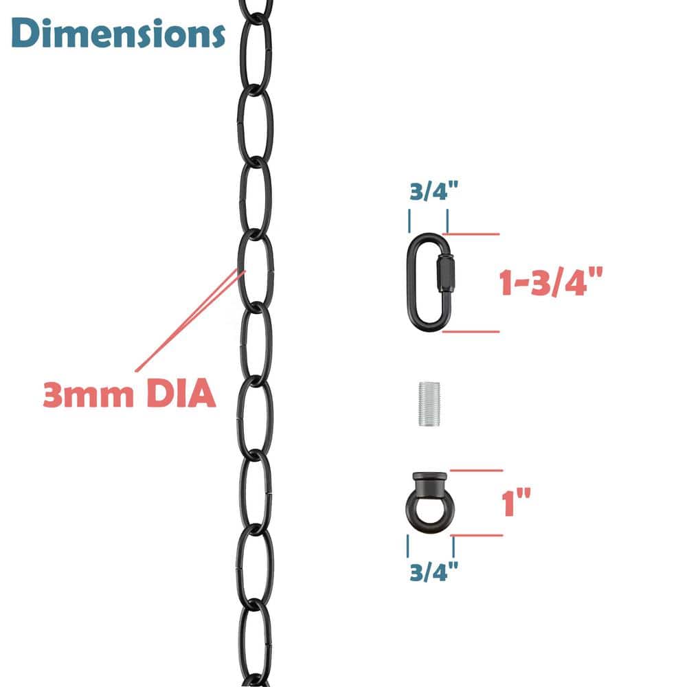 Gray Heavy Duty Chain with Quick Link Connector for Hanging Lighting Fixtures