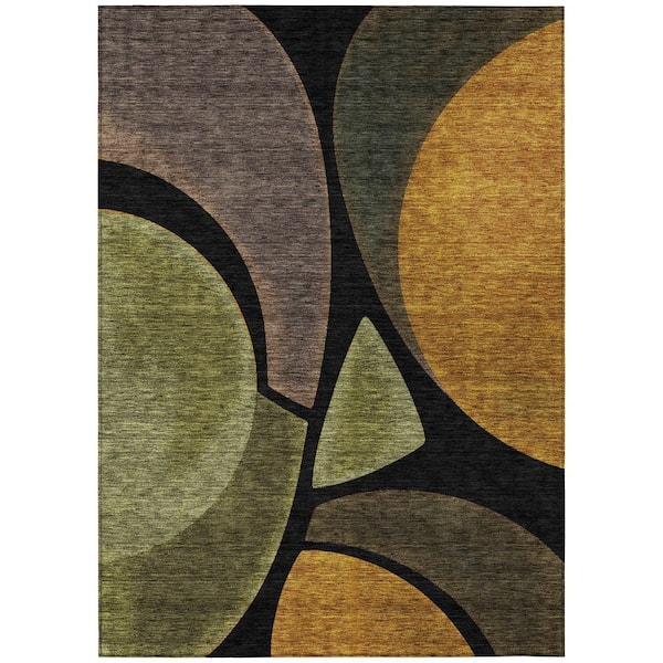 Chantille Machine Washable Indoor/Outdoor Abstract ACN2537 Black 8 ft. x 10 ft. Area Rug