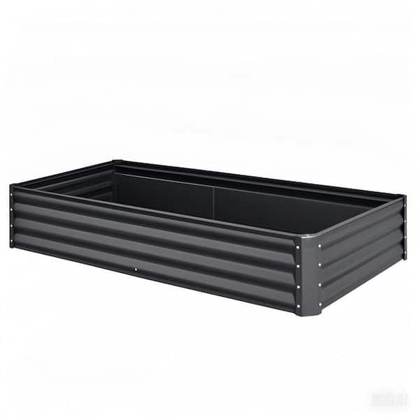 Lycvki Large 11.81 in. Gray Metal Planter Box for Gardening Vegetables and Flowers
