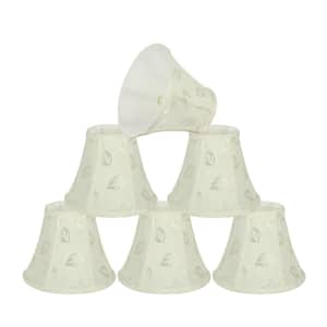 6 in. x 5 in. Off White and Leaf Design Bell Lamp Shade (6-Pack)