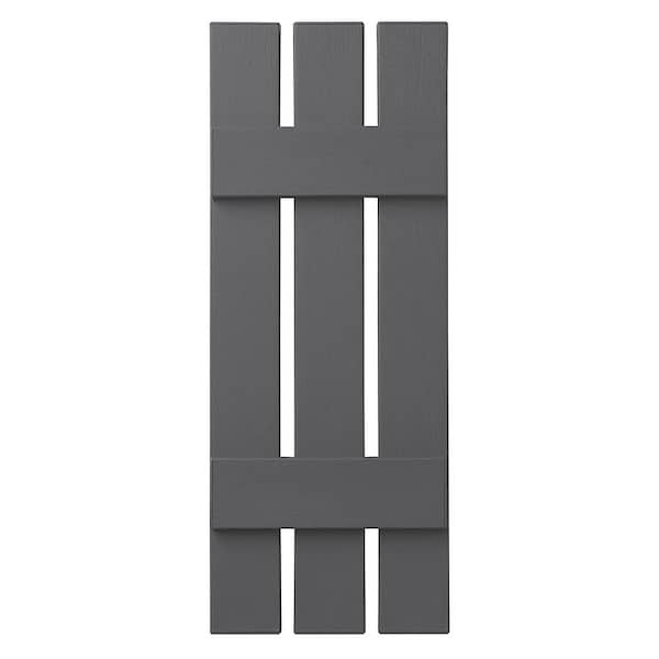 Ply Gem 12 in. x 31 in. Polypropylene 3-Board Open Board and Batten Shutters Pair in Gray