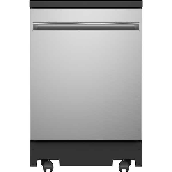 GE 24 in. Stainless Steel Portable Dishwasher with 12 Place Settings Capacity and 54 dBA