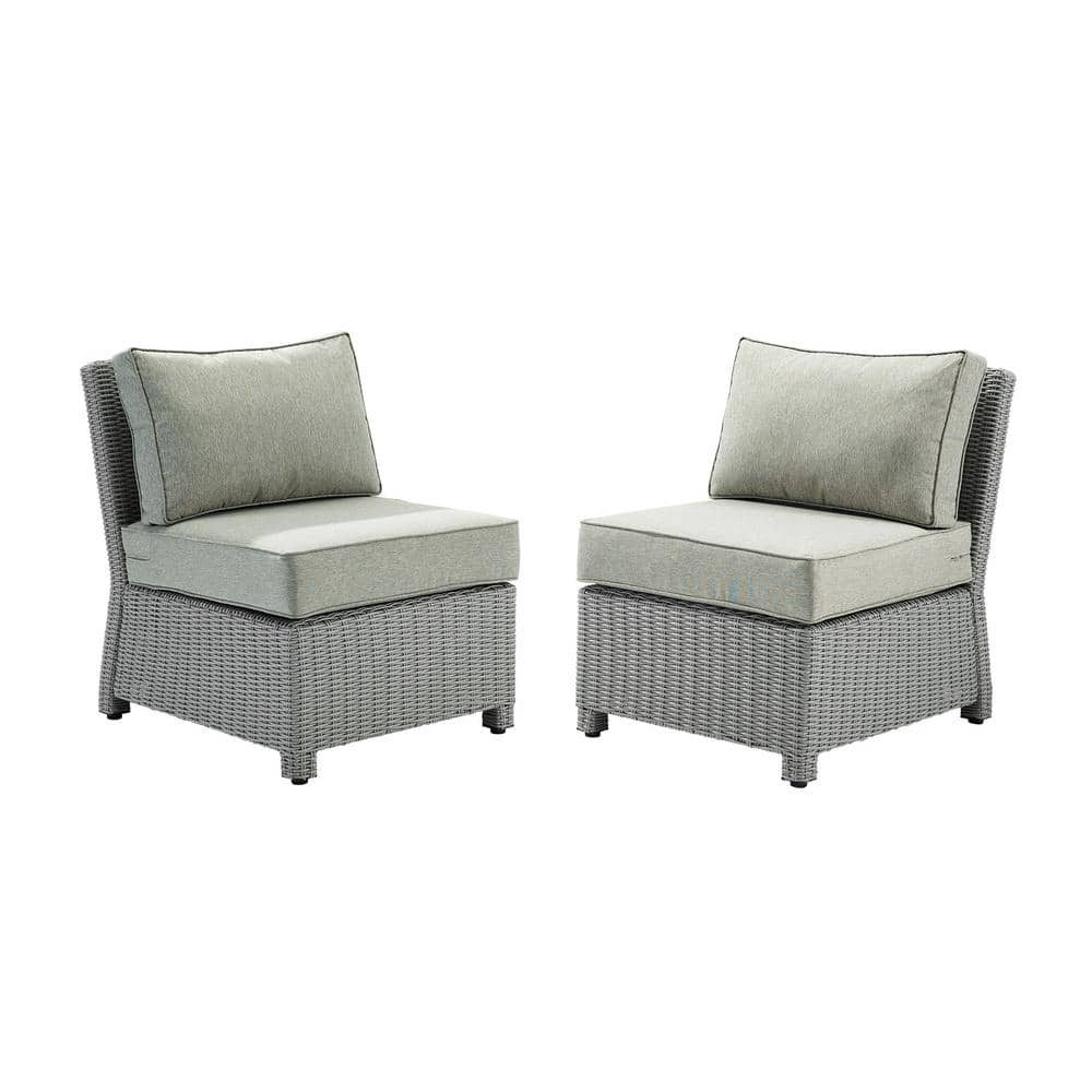 Bradenton Gray Wicker Outdoor Armless Chair Set with Cushions