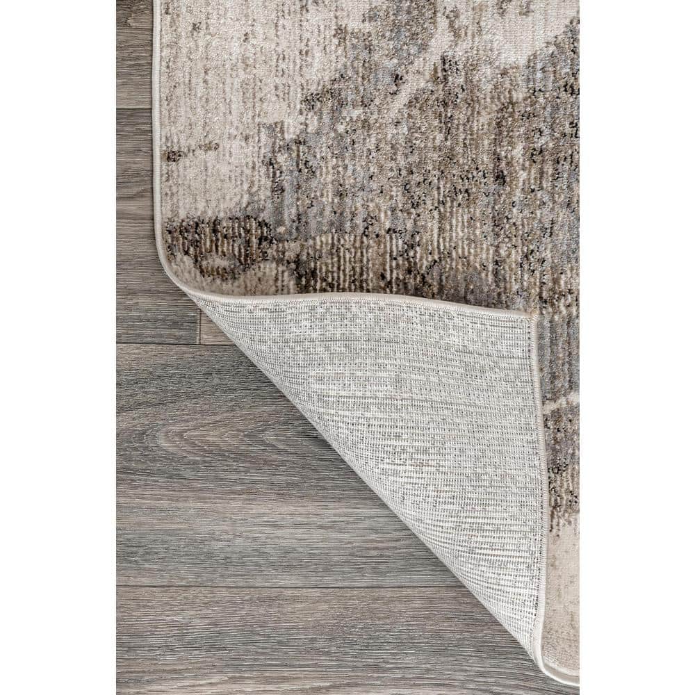 Light Brown Abstract Reversible Synthetic Area Rug