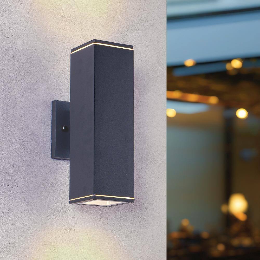 12 in.H 2-Pack Square Outdoor Wall Light, Up and Down Aluminum Sconce, Matte Black Waterproof Fixture price history on PriceWatchPro