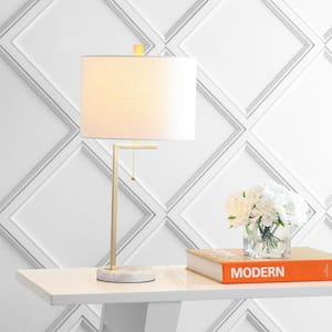 Alyssa 24.5 in. Brass Gold/White Metal/Marble LED Table Lamp