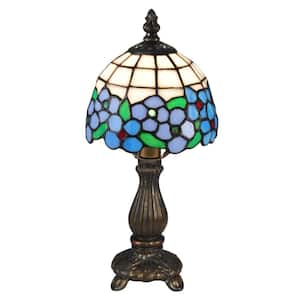 12.5 in. Antique Brass Accent Lamp with Hand Rolled Art Glass