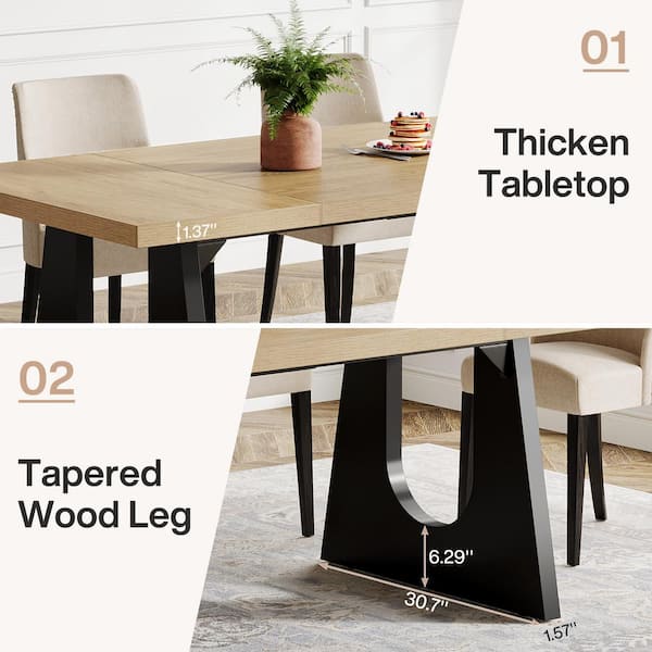 BYBLIGHT Roesler Modern Oak and Black Wood 70.8 in. W Rectangular