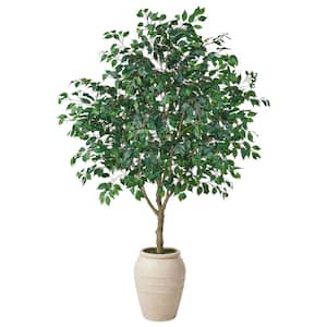 8 ft. Artificial Ficus Tree with Planter, Large Faux Ficus Silk Tree for Indoor Home Decor and Housewarming Gift