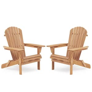 Wood Lounge Patio Chair for Garden Outdoor Wooden Folding Adirondack Chair 2-Piece