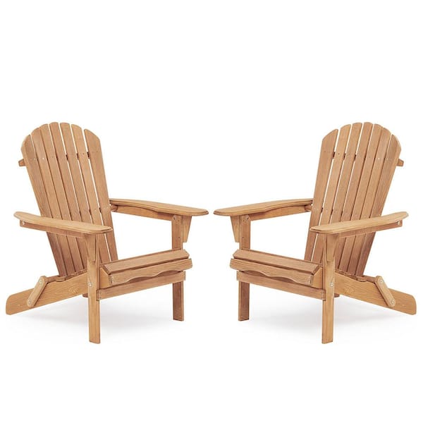 Sudzendf Wood Lounge Patio Chair for Garden Outdoor Wooden Folding Adirondack Chair 2-Piece