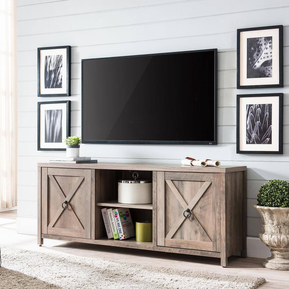 Granger 58'' Gray Oak Modern Farmhouse TV Stand with Cabinet