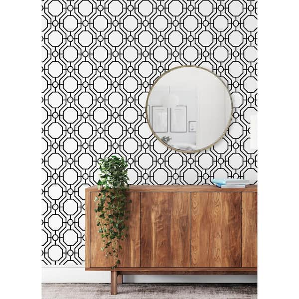 Crawford Black and White Vinyl Peel and Stick Wallpaper Roll