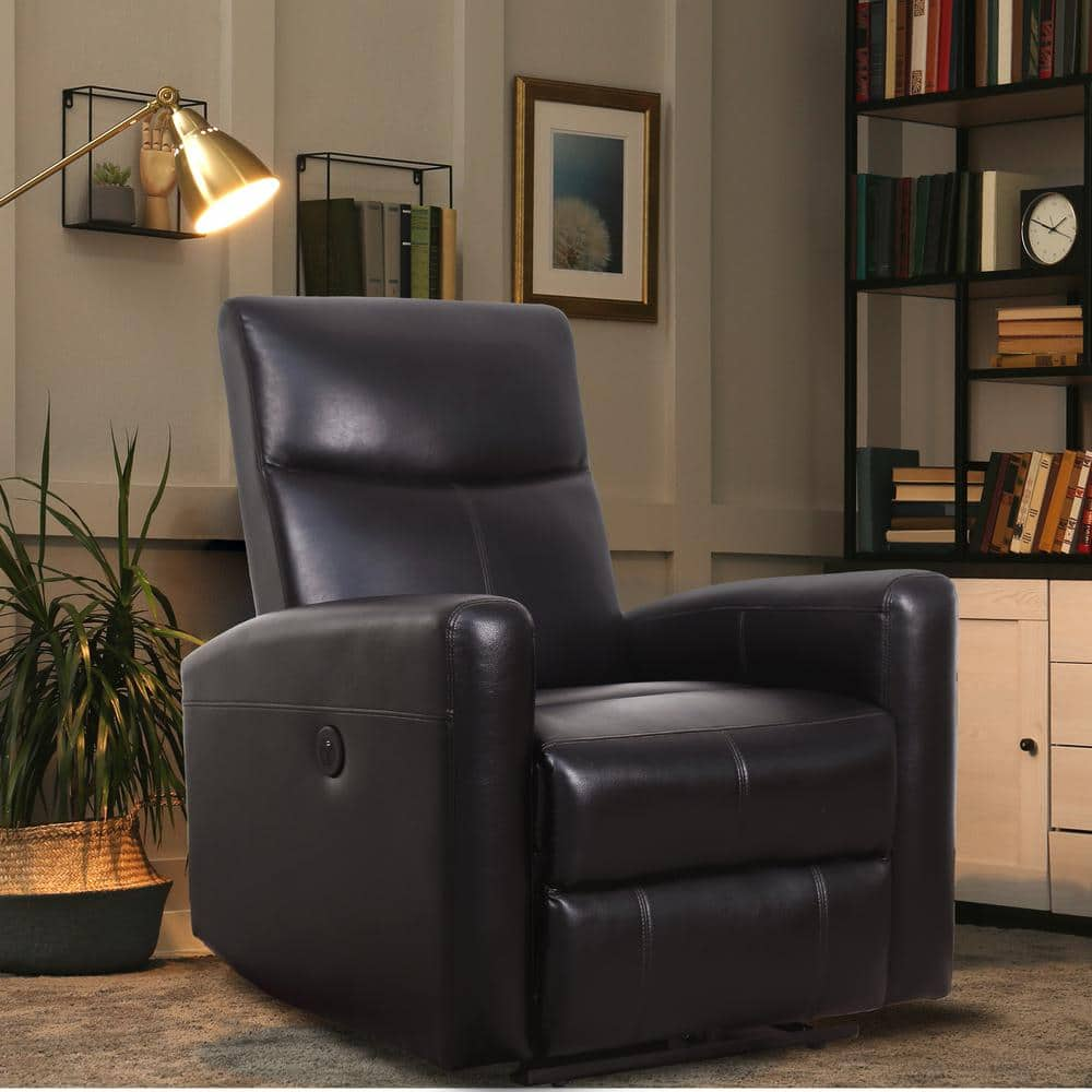 UR livingroom Genuine Leather Dual Power Recliner Chair with Adjustable  Headrest,USB C Charger,Type C Port (Hubert, Brown)