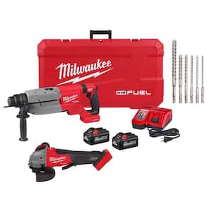 M18 FUEL ONE-KEY 18V Lith-Ion Brushless Cordless 1-1/4 in. SDS-Plus Rotary Hammer w/(2) 6.0 Ah Bat & Drill Bit Set