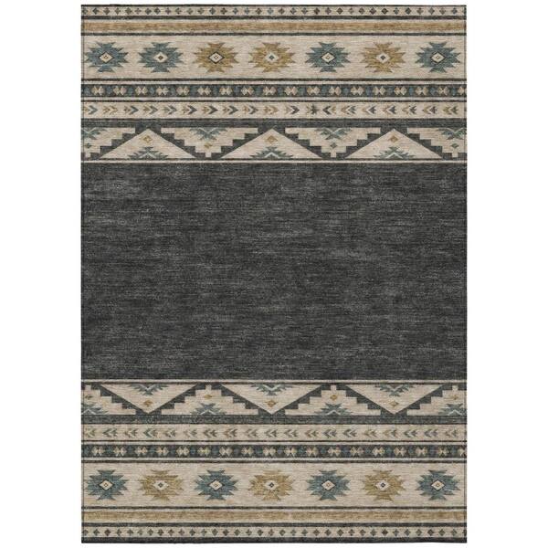 Chantille Machine Washable Indoor/Outdoor Abstract ACN3075 Charcoal 9 ft. x 12 ft. Area Rug