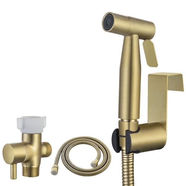1-Pack Stainless Steel Handheld Bidet Sprayer for Toilet, Bathroom Bidet Attachment for Feminine Hygiene, Brushed Gold