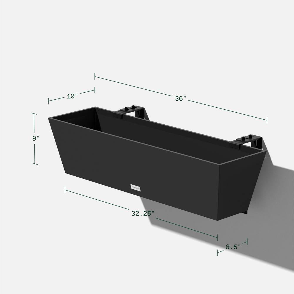 Black 36" Recycled Plastic Railing Planter Box