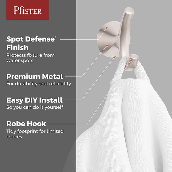 Willa J-Hook Robe/Towel Hook in Spot Defense Brushed Nickel