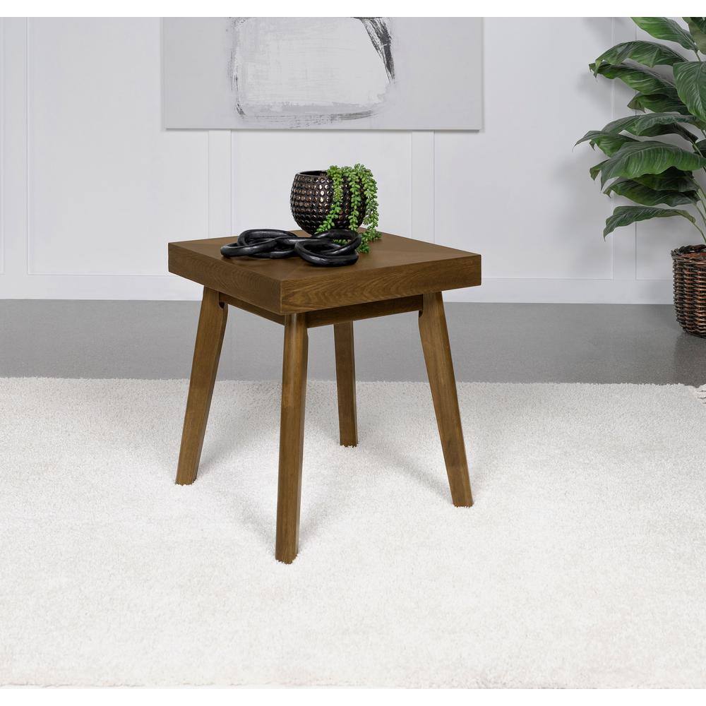 Walnut Brown Mid-Century Modern Rectangular Wood End Table