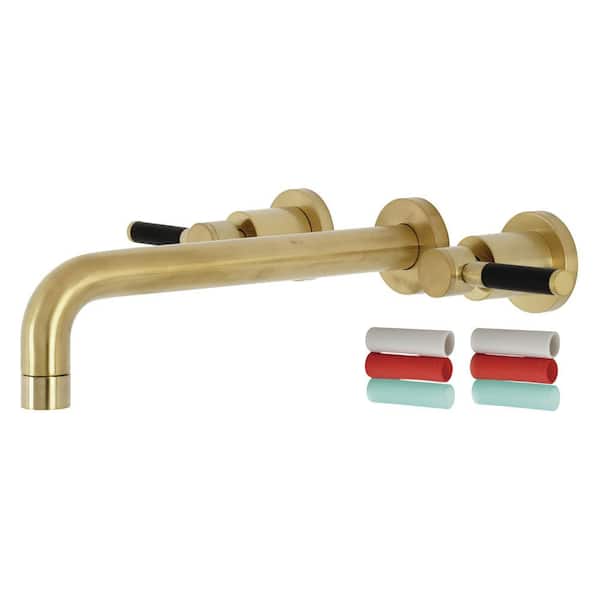 Kingston Brass Kaiser 2-Handle Wall Mount Bathroom Faucet in Brushed Brass