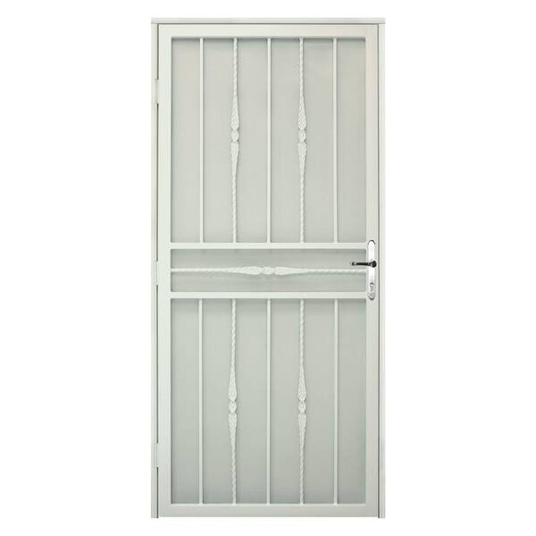Unique Home Designs 36 in. x 80 in. Cottage Rose Navajo Recessed Mount Steel Security Door with Expanded Metal Screen and Nickel Hardware