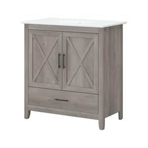 Key West 31.89 in. W x 18.31 in. D x 34.06 in. H Single Sink Bath Vanity in Driftwood Gray with White Top