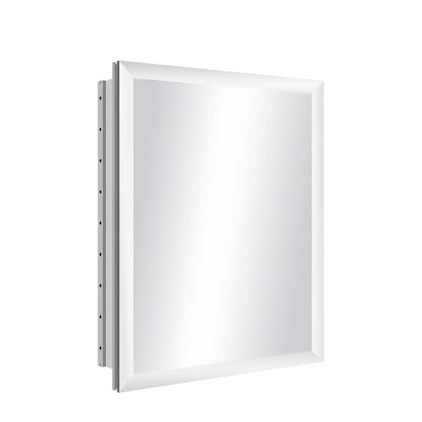 Rectangular Aluminum Frameless 15 in. W x 19 in. H Recessed Medicine Cabinet in Sliver with Mirror and Beveled Edge