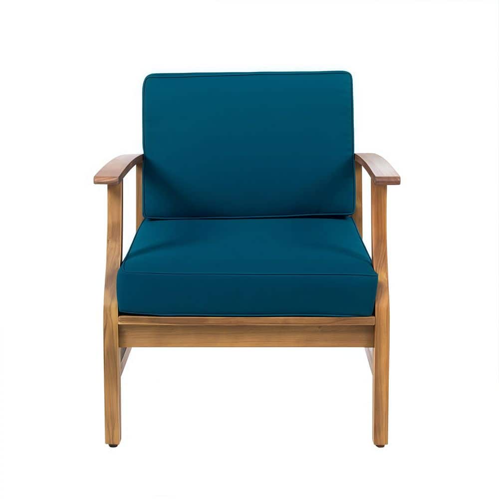 Solid Acacia Wood Outdoor Club Chair with Water Resistant Cushion, Slat Panel Patio Armchair for Backyard Garden Deck price history on PriceWatchPro