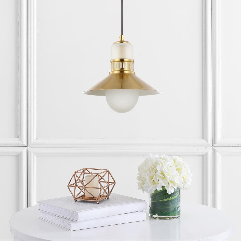 Colin 9.75" Brass Gold Adjustable LED Glass Globe Pendant