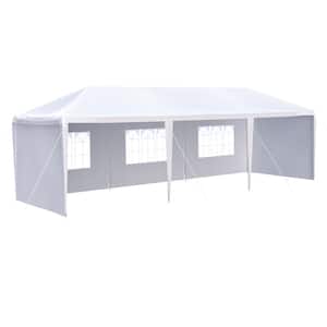 10 ft. x 30 ft. White Outdoor Canopy Party Wedding Tent Canopy with 5 Removable Side Walls