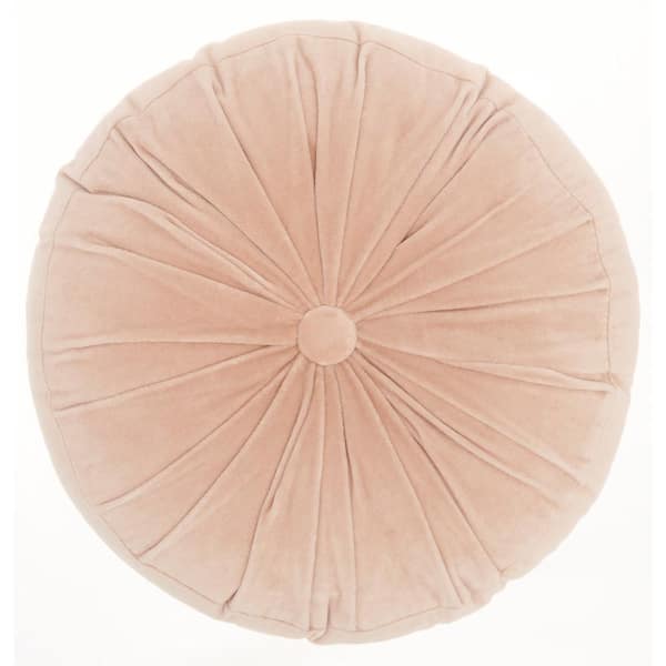 Neutral Velvet Pleated Round Pillow