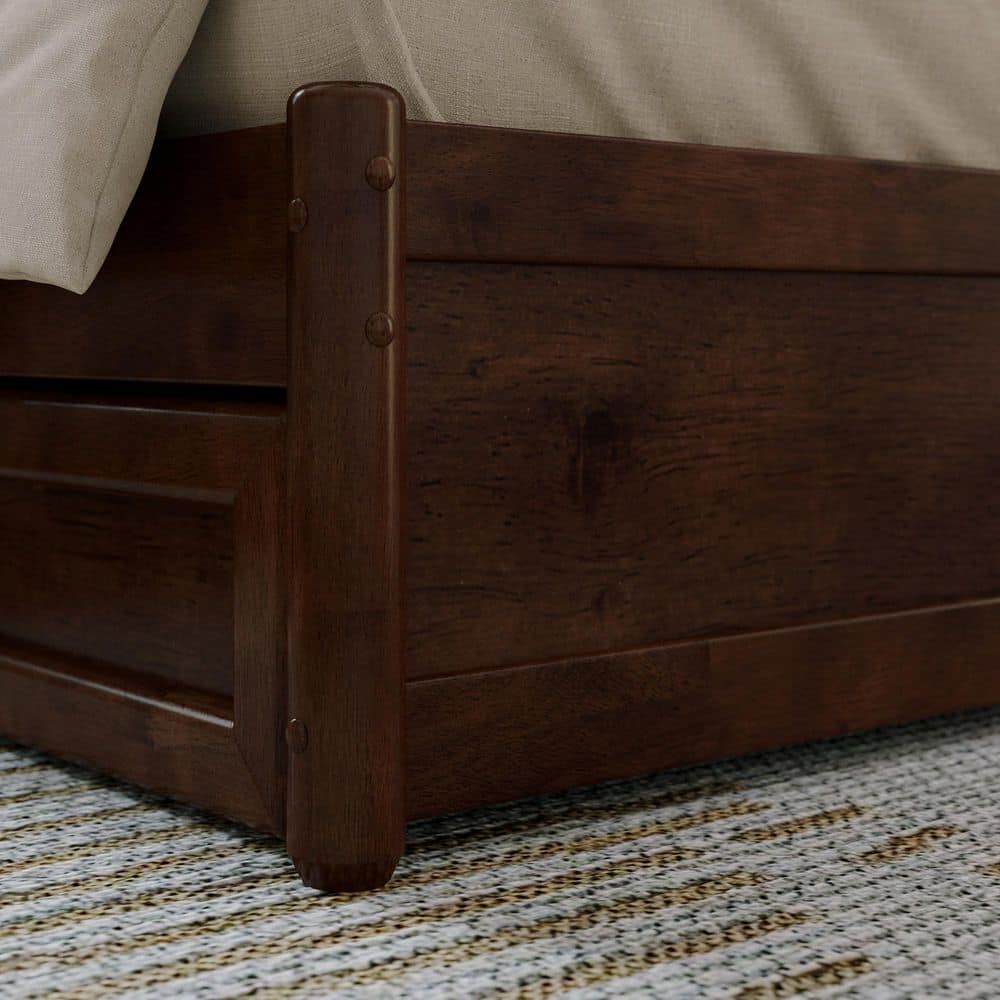 Casanova Dark Walnut King Wood Platform Bed with Storage Drawers