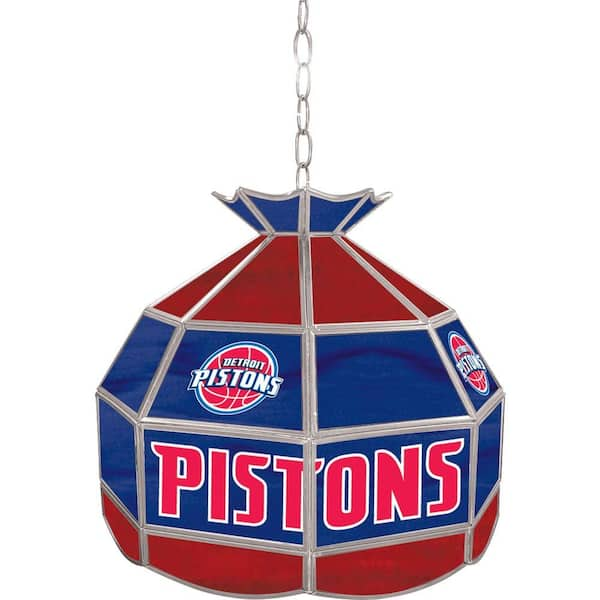 Trademark Global Detroit Pistons NBA 16 in. Nickel Hanging Tiffany Style Lamp