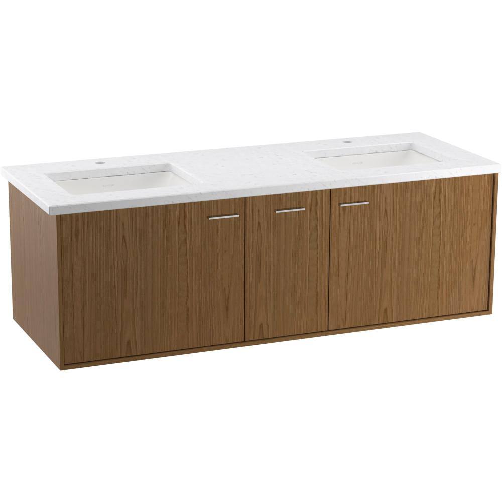 KOHLER Jute 60 in. W x 22 in. D x 20 in. H Double Sink Floating Bath