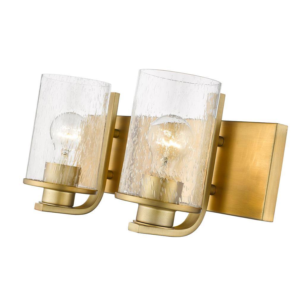 Beckett Olde Brass 2-Light Vanity with Clear Seedy Glass
