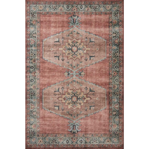 Loloi Heidi Spice/Aqua 5 ft. x 7 ft. 6 in. Southwestern Printed Area Rug