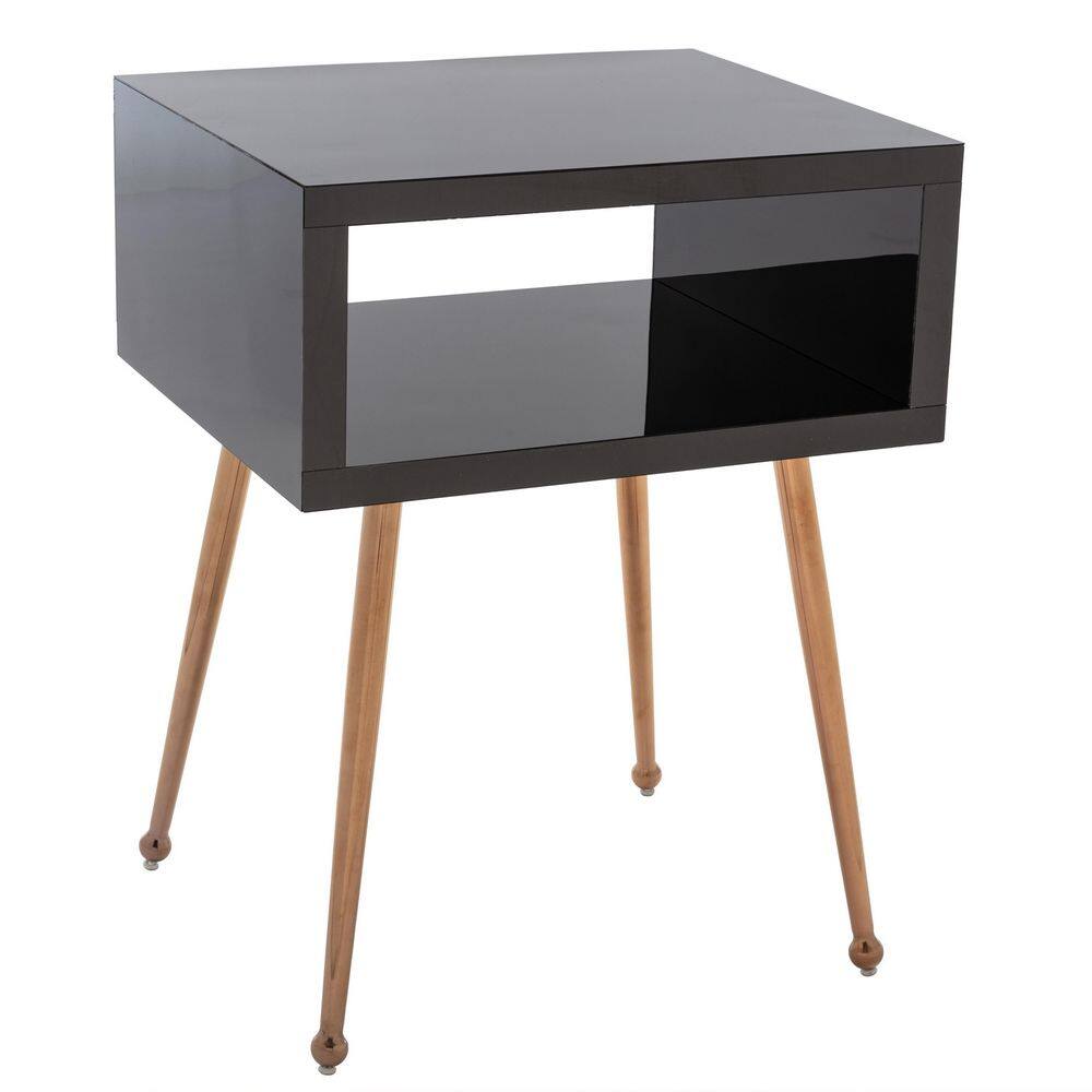 SUNRINX Black Mirror end Table Mirror Nightstand MG671BD The Home Depot