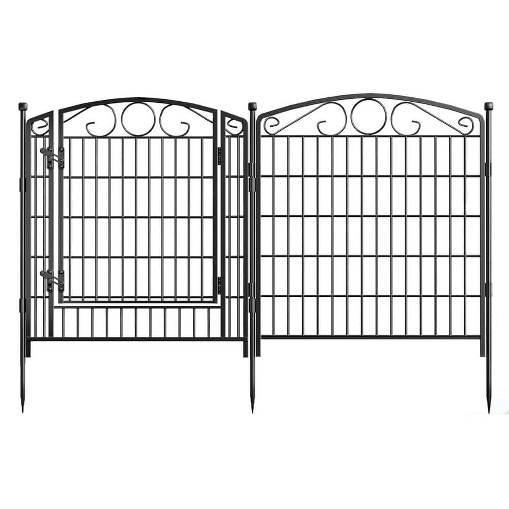 31.3 in. H x 13 ft. L Decorative Metal Garden Fence w/ Gate Rustproof Animal Barrier No Dig Installation for Yard, Patio price history on PriceWatchPro
